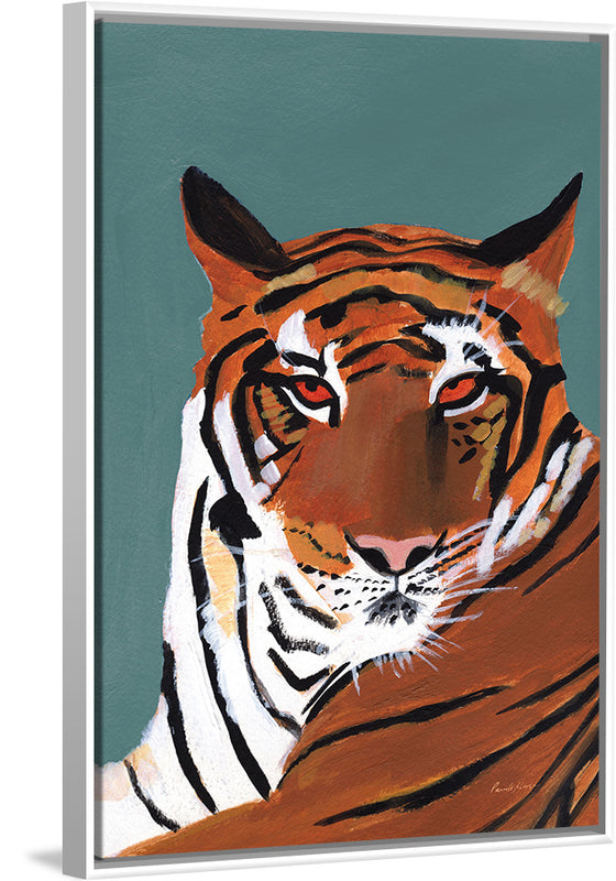 "Colorful Tiger on Teal Crop", Pamela Munger