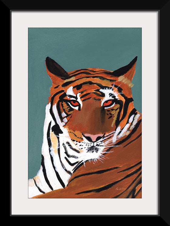 "Colorful Tiger on Teal Crop", Pamela Munger