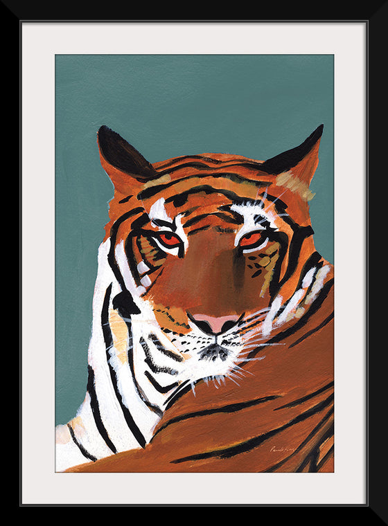 "Colorful Tiger on Teal Crop", Pamela Munger