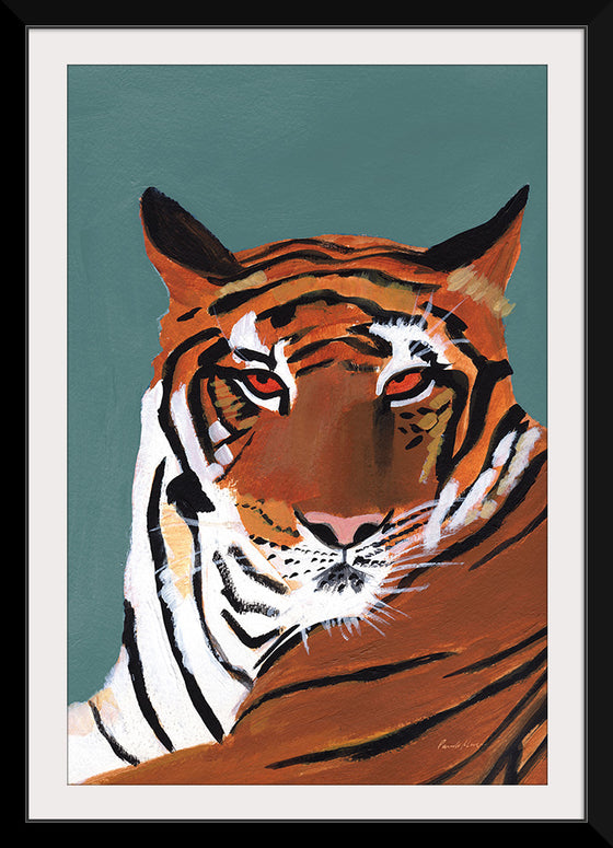 "Colorful Tiger on Teal Crop", Pamela Munger