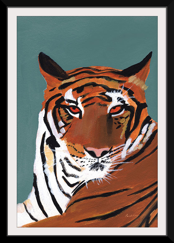 "Colorful Tiger on Teal Crop", Pamela Munger