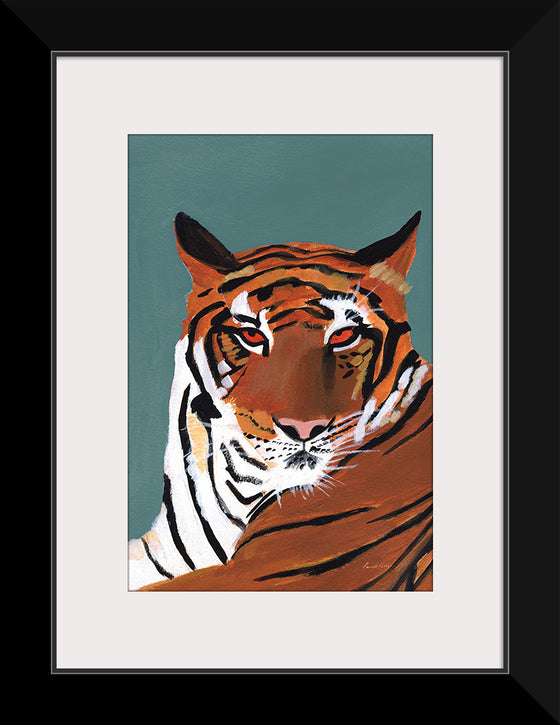 "Colorful Tiger on Teal Crop", Pamela Munger