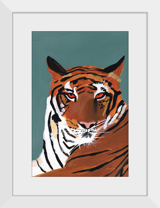 "Colorful Tiger on Teal Crop", Pamela Munger