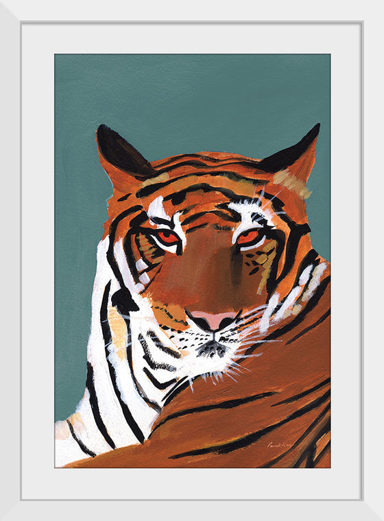 "Colorful Tiger on Teal Crop", Pamela Munger