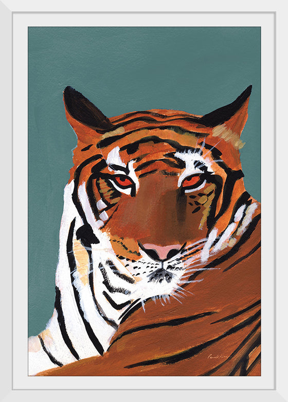 "Colorful Tiger on Teal Crop", Pamela Munger