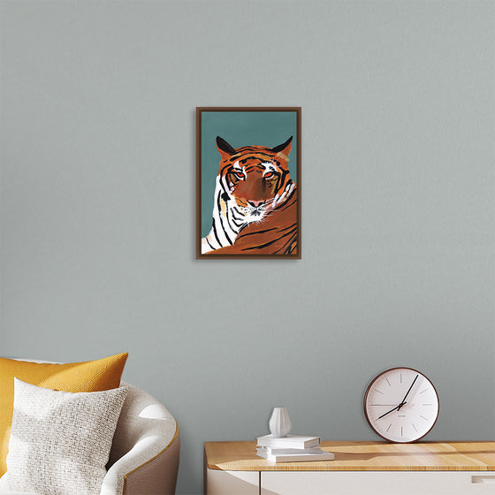 "Colorful Tiger on Teal Crop", Pamela Munger