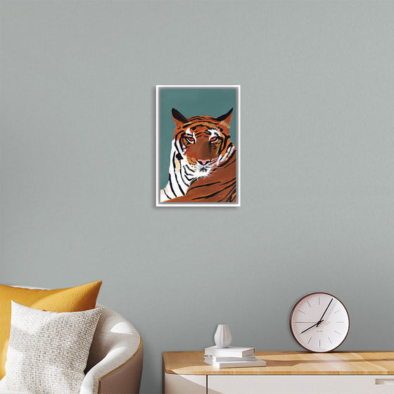 "Colorful Tiger on Teal Crop", Pamela Munger