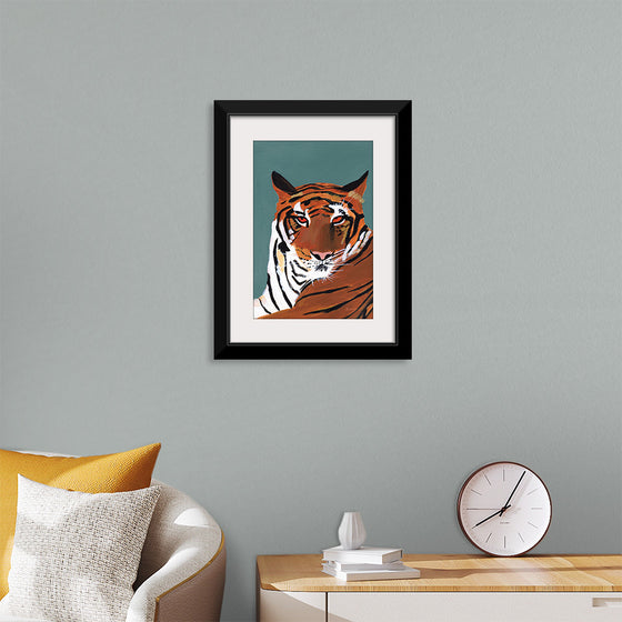 "Colorful Tiger on Teal Crop", Pamela Munger