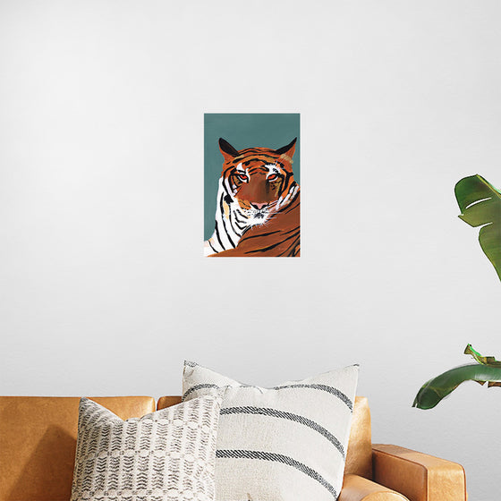 "Colorful Tiger on Teal Crop", Pamela Munger