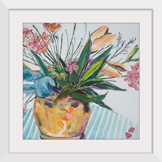 "Brass bowl and Pink Geraniums", Christine Read