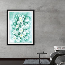   Meticulously detailed petals and leaves, rendered in delicate hues of green and white, evoke tranquility and renewal. The glistening dewdrops add texture and depth, as if nature herself painted this enchanting scene. Framed and ready to adorn your space, “Dewdrops #6” is more than art—it’s a timeless elegance that whispers of mornings kissed by dew. 