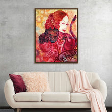  Dive into the enigmatic allure of “Who Seducing Who” by Anthony Van Lam, a mesmerizing artwork that beckons viewers into a dance of color and emotion. Every print captures the intricate dance between two figures, enveloped in a lush tapestry of florals and ethereal forms. The rich hues of red and gold ignite the canvas, weaving a narrative of passion, mystery, and unspoken dialogues.