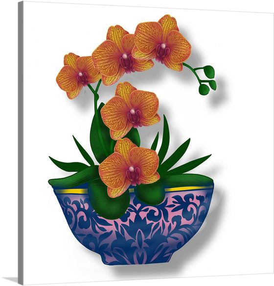 "Blue Pot Orange Orchid", Ann Hutchinson