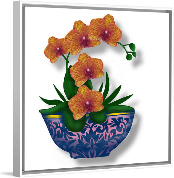 "Blue Pot Orange Orchid", Ann Hutchinson