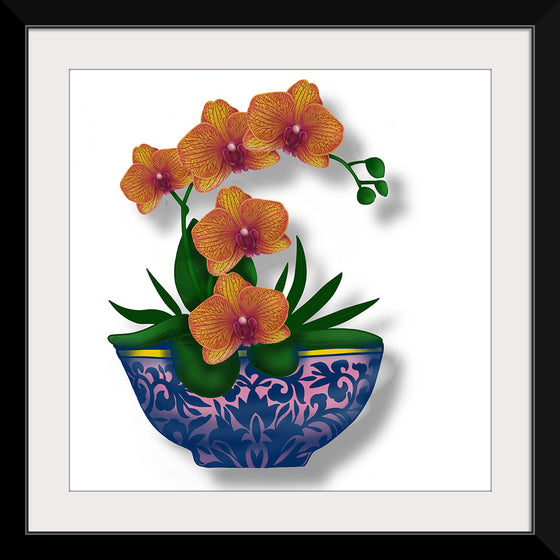 "Blue Pot Orange Orchid", Ann Hutchinson