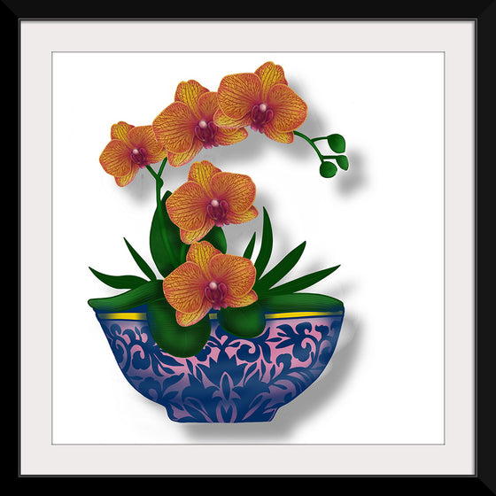 "Blue Pot Orange Orchid", Ann Hutchinson