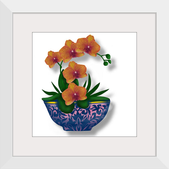 "Blue Pot Orange Orchid", Ann Hutchinson