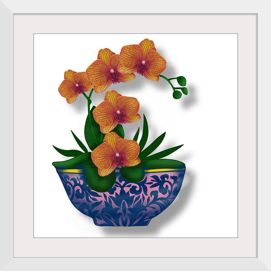 "Blue Pot Orange Orchid", Ann Hutchinson