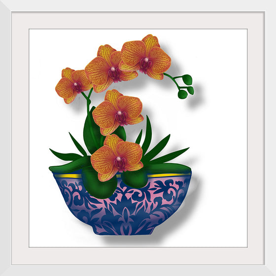 "Blue Pot Orange Orchid", Ann Hutchinson