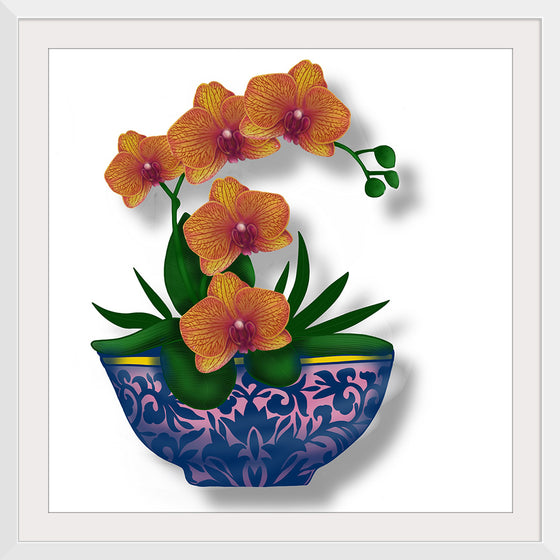 "Blue Pot Orange Orchid", Ann Hutchinson