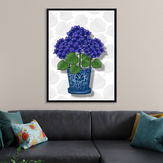 "Blue Pot Purple Hydrangeas", Ann Hutchinson