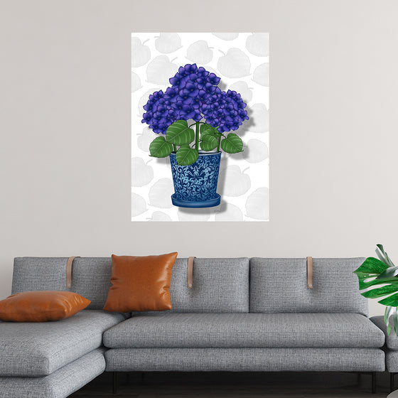 "Blue Pot Purple Hydrangeas", Ann Hutchinson