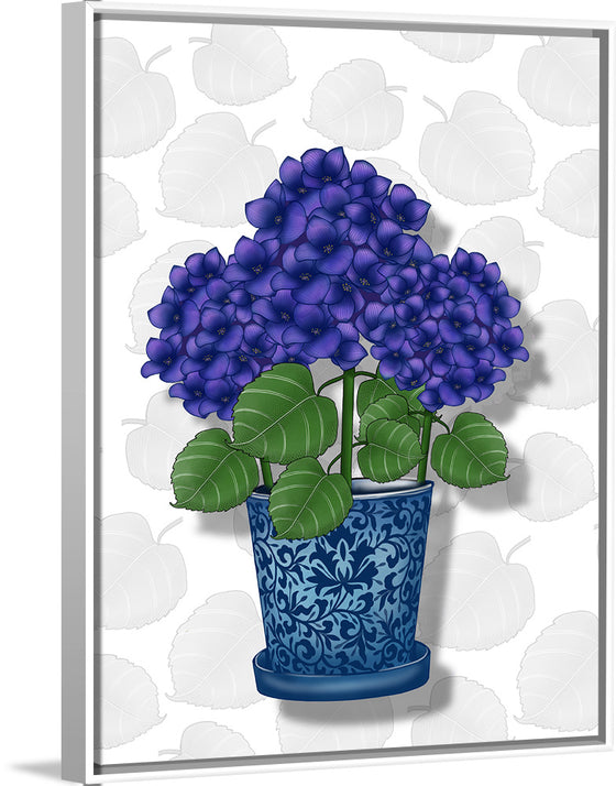 "Blue Pot Purple Hydrangeas", Ann Hutchinson