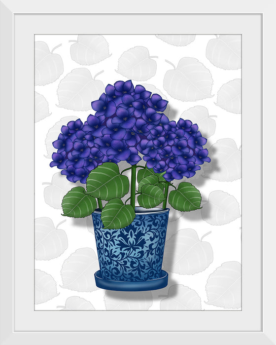 "Blue Pot Purple Hydrangeas", Ann Hutchinson