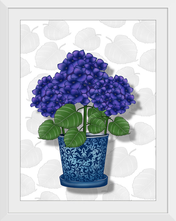 "Blue Pot Purple Hydrangeas", Ann Hutchinson