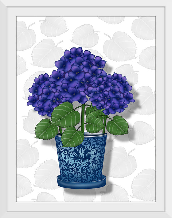 "Blue Pot Purple Hydrangeas", Ann Hutchinson