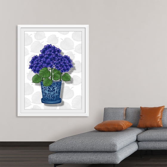 "Blue Pot Purple Hydrangeas", Ann Hutchinson