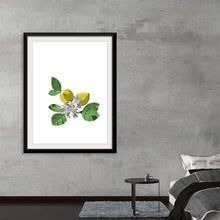 “Lemon Blossom” by Ann Hutchinsen is a captivating masterpiece that brings the delicate beauty of nature into your living space. The artwork, available as a high-quality print, features a meticulously illustrated lemon blossom, with its vibrant yellow lemons and lush green leaves contrasting beautifully against the pure white background. 