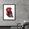  “Roger Rooster,” a captivating piece by Ann Hutchinson, embodies the spirit and vibrancy of the farmyard king. This high-quality print features a rooster with an intricate pattern and bold colors that bring life to any room. The red comb, indicative of the rooster’s royal stature, contrasts beautifully with the detailed black and white feather pattern adorned with subtle grey highlights. 