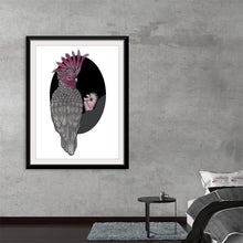  “This Kid All He Does Is Eat” by Ann Hutchinson is a delightful and whimsical piece that beckons viewers into a world of feathered wonder. In this digital media drawing, a majestic cockatoo takes center stage, its plumage meticulously designed with shades of grey and pink. Against a bold black backdrop, the bird exudes grace and curiosity. But what truly captivates is the playful interaction—the smaller bird peeking from behind, as if sharing secrets with its avian companion. 