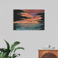  “Surreal” by Cielo Alegre invites you to a realm where ocean and sky entwine in an ethereal dance. This mesmerizing print captures the intensity of turbulent seas meeting fiery sunsets—a moment suspended in time. 