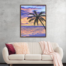  Transport yourself to a dreamy sunset with “Tropico” by Cielo Alegre. This mesmerizing print captures the enchanting hues of purple and orange as they paint the sky, casting a warm glow over tranquil waters and a sandy beach. The serene and reflective quality of this artwork makes it a perfect addition to any space, evoking feelings of peace and relaxation.