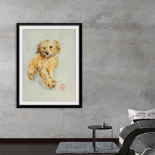  Introducing our exclusive print, “Cesell”, that captures the tender essence of a playful pup with every brushstroke. The artist masterfully brings to life the dog’s expressive eyes and fluffy coat, set against a serene, sky-blue backdrop. This piece promises to be a charming addition to any room, evoking warmth and affection with its lifelike detail and vibrant colors. 