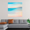 This exquisite print, a rendition of the tranquil harmony of sea meeting sky, is a testament to the artist’s mastery over the delicate blend of soft hues. The azure and turquoise waters gracefully transition into the gentle pastels of dawn or dusk, creating an ethereal atmosphere that invites a moment of reflection. 