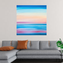  Immerse yourself in the tranquil beauty of this exquisite artwork. The harmonious blend of serene blues and vibrant pinks dance gracefully across the canvas, evoking a sense of calm and wonder. Each stroke is a testament to the artist’s mastery, capturing the ephemeral beauty of a sunset mirrored upon tranquil waters. 