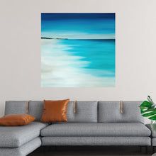  Immerse yourself in the serene beauty of this exquisite art print. The tranquil hues of azure and cerulean blend seamlessly into a pristine white horizon, capturing the essence of calm and simplicity. This minimalist seascape evokes a sense of peace and spaciousness that is both refreshing and invigorating. 
