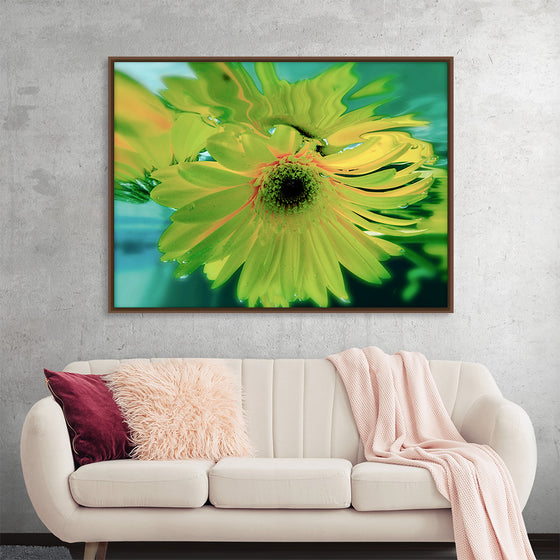 “Yellow” by Julie Elliot invites you to step into a realm of vibrant beauty. This exquisite print captures the essence of a blossoming flower, its petals painted with strokes of bright yellow and subtle green, evoking a sense of renewal and growth. 