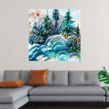  Immerse yourself in the serene beauty of a winter wonderland with this exquisite artwork. Every brushstroke captures the enchanting dance of snowflakes as they adorn the majestic evergreens standing tall against the backdrop of a soft, golden sun. The harmonious blend of cool and warm tones evokes a sense of tranquility and awe, making this piece a perfect addition to bring calmness and elegance into any space.