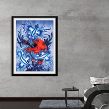  Dive into the enigmatic dance of color and form with this mesmerizing artwork, now available as a premium print. A vivid red skull, symbolizing the transient nature of life, is enveloped in an ethereal bloom of blue and white tendrils and splashes, evoking a harmonious yet haunting interplay between life and death. Every stroke is meticulously crafted to transport you into a world where art transcends the mundane, offering a glimpse into the profound.