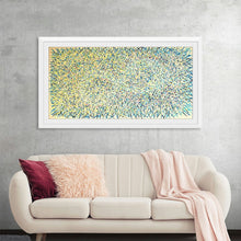  Infinity Sunshine by Neis Wai is a vibrant and dynamic abstract painting that bursts with energy and color. The composition is a chaotic yet harmonious tapestry of intertwining lines and shapes, creating a sense of endless movement and rhythm. The dominant hues of yellow and blue evoke a feeling of warmth and optimism, making this print a perfect addition to any contemporary or minimalist interior.