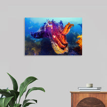  “Underwater Animals – Cuttlefish 2” by Victor Hawk invites you to plunge into the mystical depths of the ocean. This exquisite print captures the enigmatic beauty of a cuttlefish, rendered in vibrant hues that seem to dance and shimmer with life. Every detail, from the creature’s undulating tentacles to its expressive eyes, is depicted with an artist’s precision and a marine biologist’s insight. 