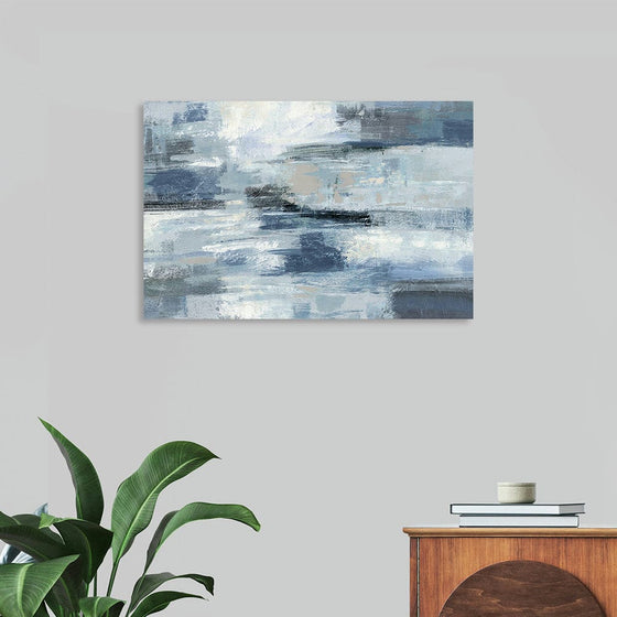 “Clear-Water-Indigo-and-Gray-Crop” by Silvia Vassileva: Immerse yourself in the serene beauty of this exquisite print. Silvia Vassileva’s masterful strokes blend harmonious shades of indigo, gray, and white, evoking the tranquil elegance of water in motion.