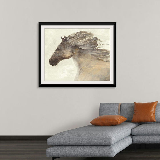 “Into the Wind Ivory” by Albena Hristova is a mesmerizing artwork that captures the untamed elegance and majestic beauty of a horse, rendered with exquisite detail and emotion. The artist’s masterful brush strokes bring to life the horse’s mane flowing gracefully in the wind, embodying freedom and wild spirit.