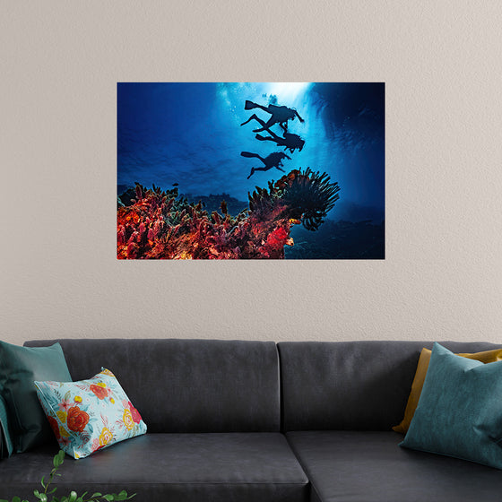 "Underwater Animals – Divers Above the Corals 2", Victor Hawk