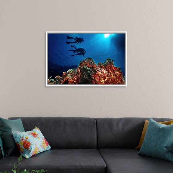 "Underwater Animals – Divers Above the Corals 3", Victor Hawk