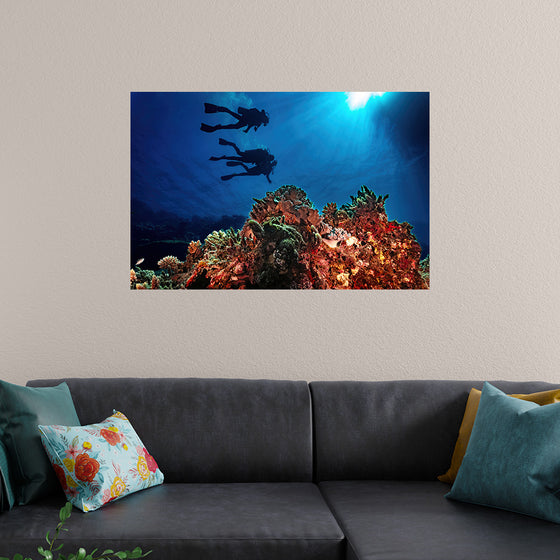 "Underwater Animals – Divers Above the Corals 3", Victor Hawk